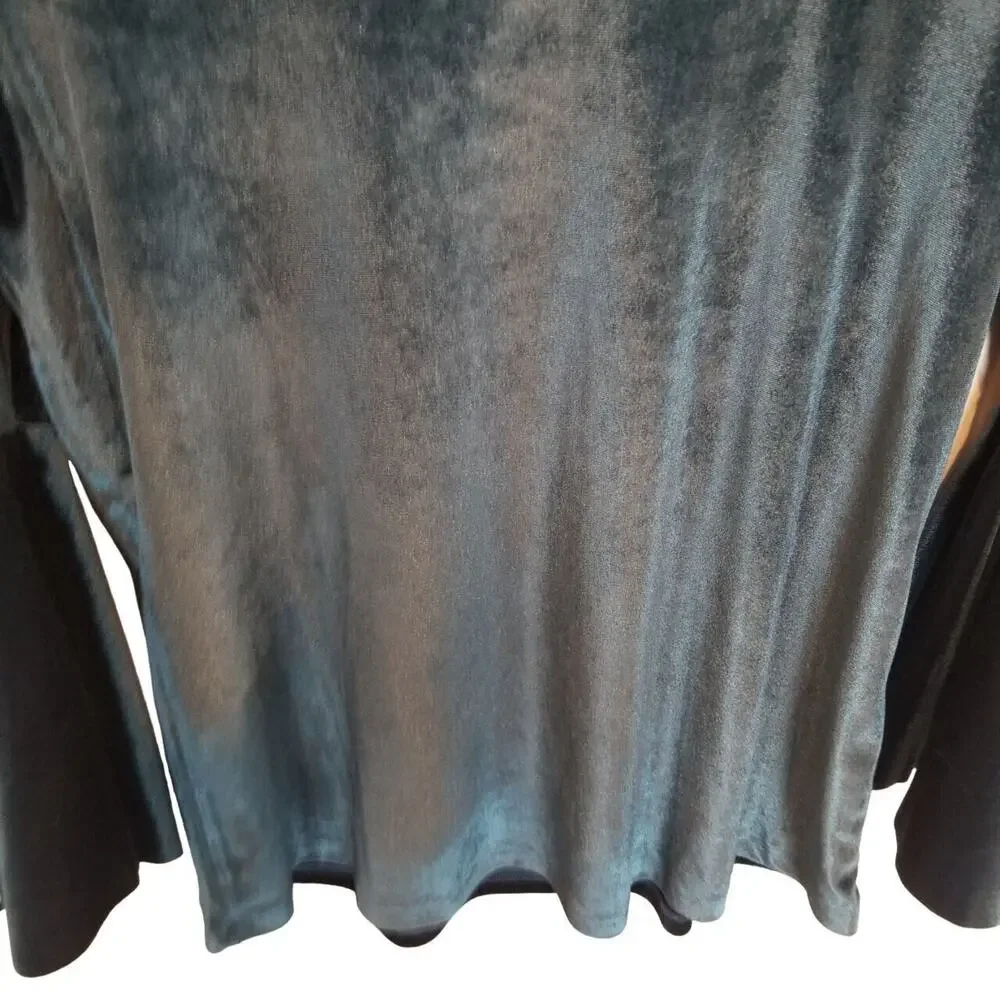 Patrizia Luca Womens Velvet Top M Whimsigoth Fairy Grunge Witchy Vamp Teal Blue